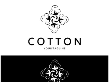 Soft natural organic cotton flower plant logo for cotton plantations, industries,business,textile,clothing and beauty,vector preview picture