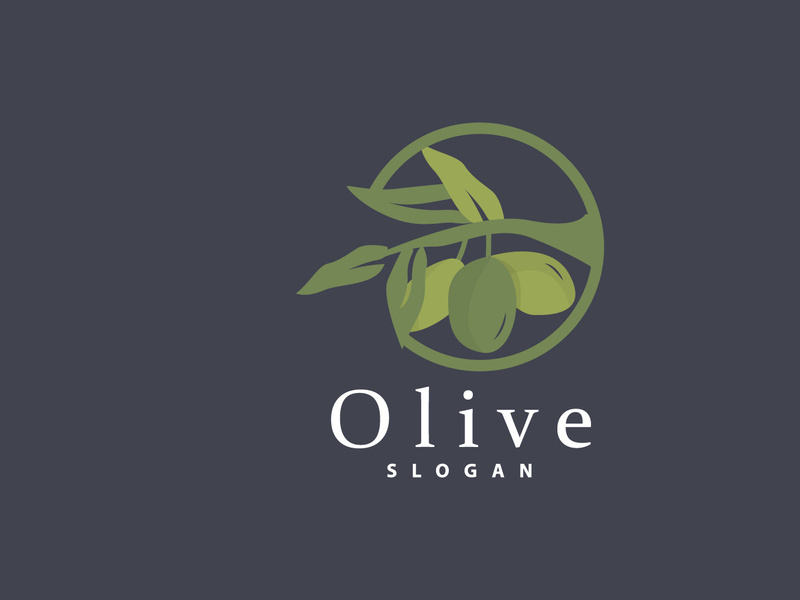 Olive Oil Logo, Olive Leaf Plant Herbal Garden Vector