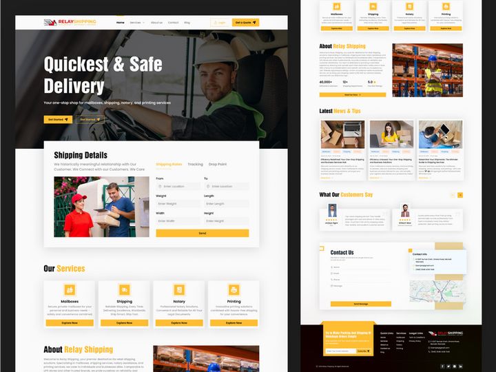 Shipping Landing Page Design
