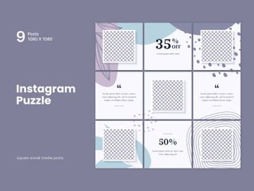 Social media post puzzle template vector preview picture