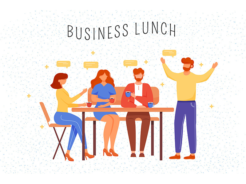 Business lunch flat vector illustration