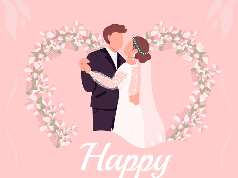 Happy wedding day greeting card template