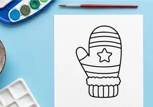 Luva de Natal desenhada à mão com decoração de estrela para designs de comemoração festiva