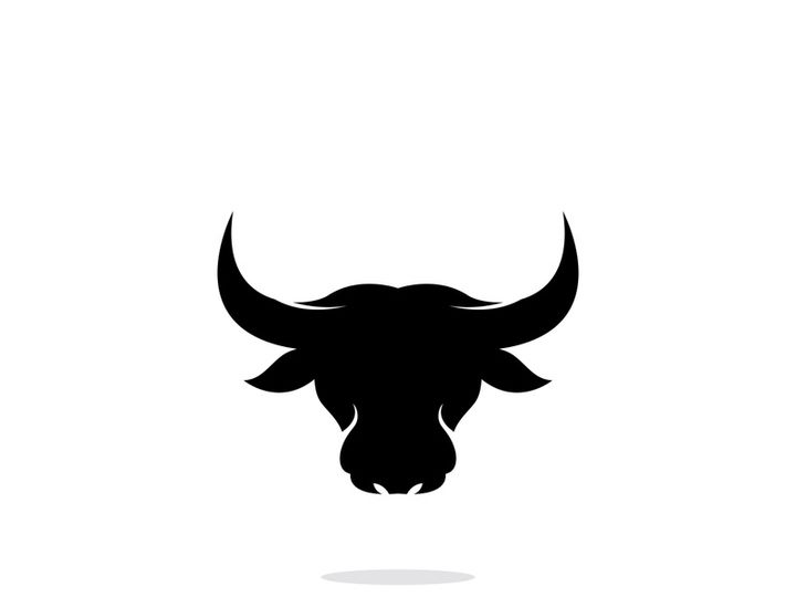 Retro vintage bull head horns logo design.