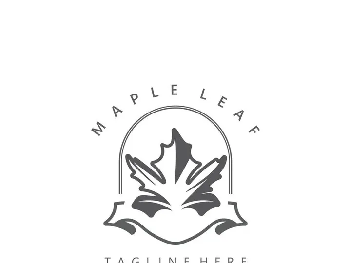 Maple leaf logo design vintage style graphic illustration