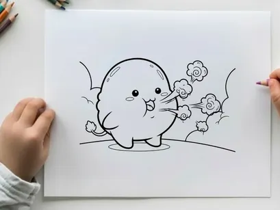 Cute cloud blowing flowers vector illustration flat design