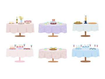 Table served for party semi flat color vector object set preview picture