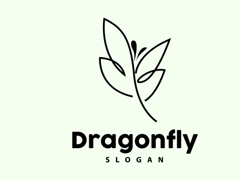 Dragonfly Logo, Flying Animal Vector, Simple Minimalist Design