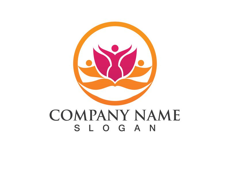 People yoga health in lotus flower logo
