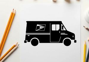 Us postal service delivery truck silhouette