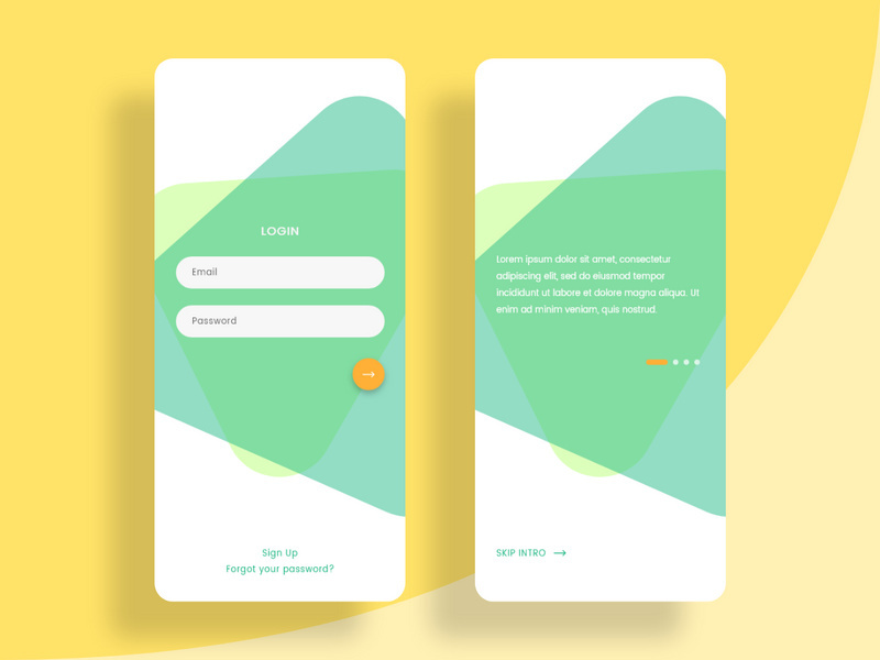 Signin and Introduce screens concept for mobile app