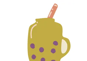 Motion purple green yellow milk tea stickers stamps