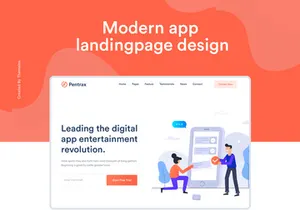 Pentrax – Creative App Landing Template HTML & PSD (Freebie)