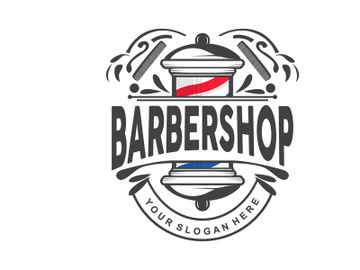 Barbershop Logo, Scissors Vector, Retro Vintage Minimalist preview picture