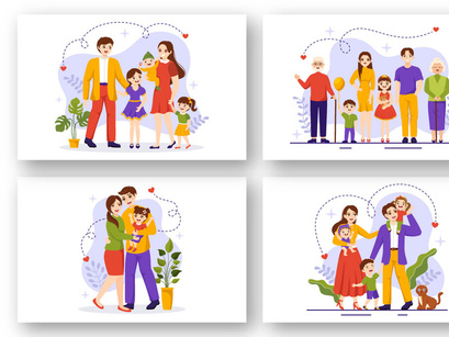 12 Family Values Vector Illustration