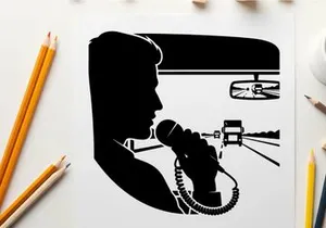 Silhouette of a man driving while on the phone