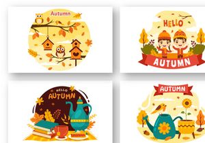 21 Panoramic Autumn Vector Illustration