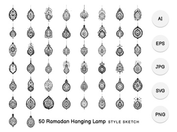 Ramadan Hanging Lamp Element Draw Black preview picture