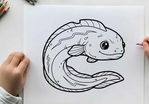 Cute cartoon fish swimming underwater vector illustration