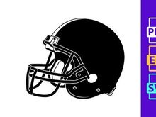 American football helmet illustration in black and white