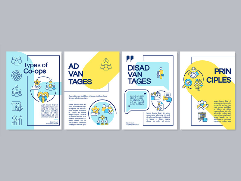 Business co-ops blue and yellow brochure template