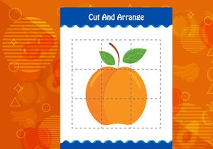 10 Pages Cut and arrange with a fruit worksheet for kids. Educational game for children