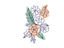 Line Art Flower, Canvas Print Decoration