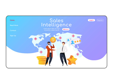 Sales intelligence landing page flat color vector template preview picture