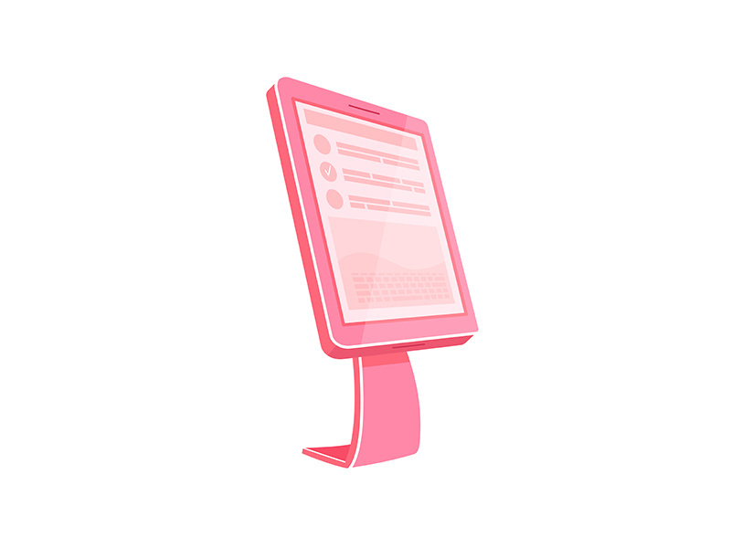 Pink self service kiosk flat color vector object