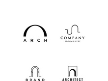 Geometric door arch abstract logo design.