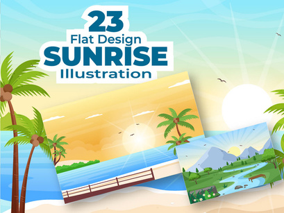 23 Sunrise Landscape Background Illustration