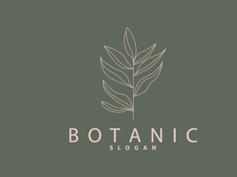 Leaf Line Logo, Beautiful Hand Drawn Design