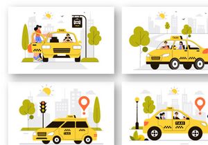 9 Taxi Booking Travel Service Illustration