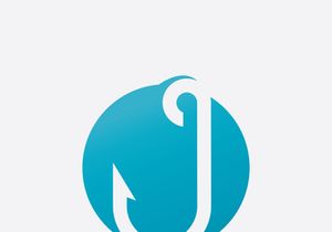 fishing hook logo design concept template