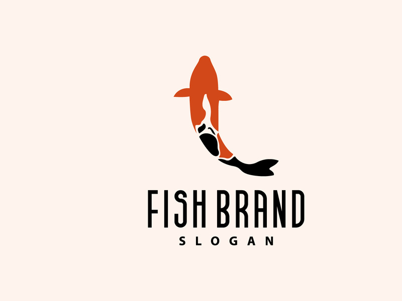 Koi Fish Logo Design, Ornamental Fish Vector