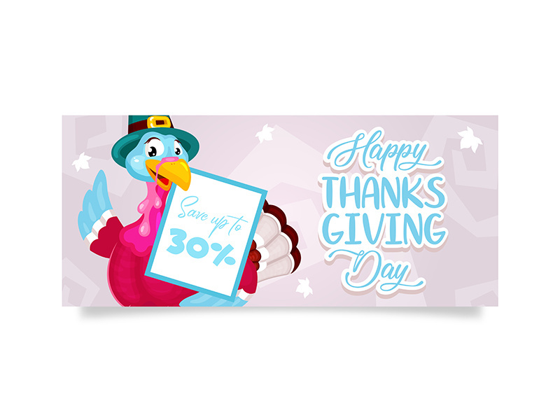 Happy Thanksgiving day banner flat vector template