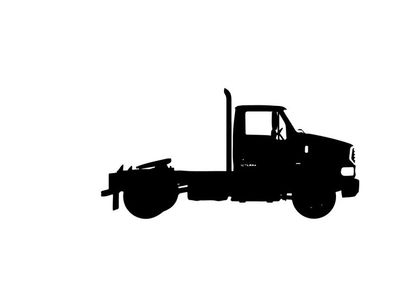 Silhouette of a large truck with a flatbed and cabin silhouette