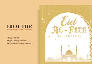 Eid Al-Fitr social media post template design Premium Vector
