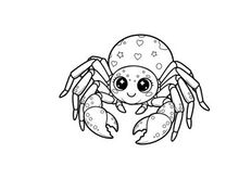 Cute cartoon crab with hearts vector illustration flat design