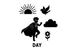 Superhero boy running at daytime vector illustration