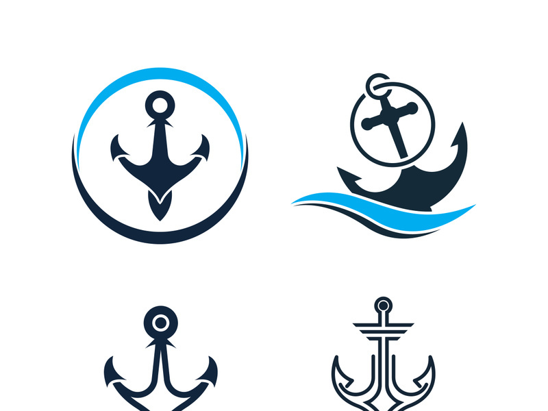 Anchor logo icon boat ship marine navy design vector