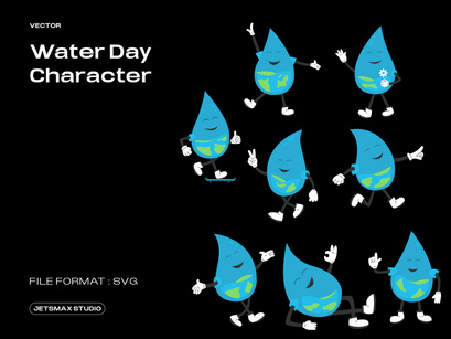 Water Day Character SVG Illustration