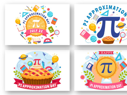 12 Pi Approximation Day Illustration