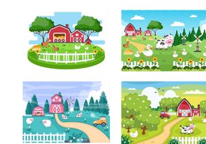 28 Cute Cartoon Farm Animals Illustration