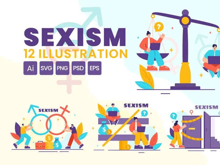 12 Sexism Men and Women Illustration
