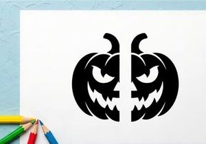 Halloween Jack-o'-lantern with Menacing Face for Fall Decor