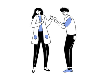 Trouble relationship blue and black flat contour vector illustration preview picture