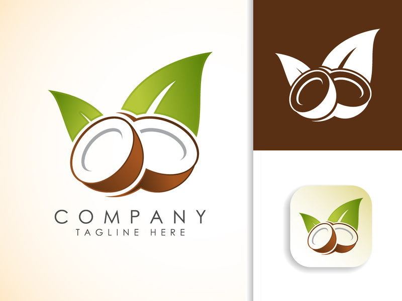 Coconut tree logo design. Nature product coconut oil emblem