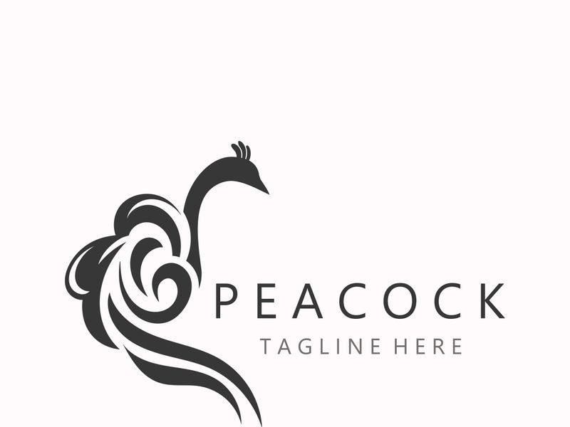 Peacock logo line art elegant concept icon design template flat vector illustration