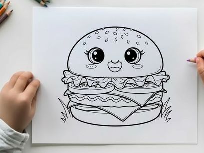 Cute burger character smiling vector illustration flat design